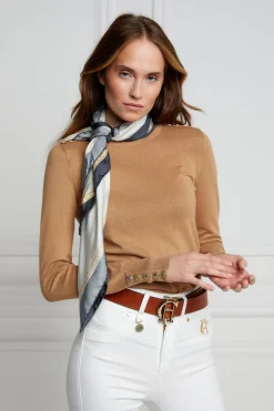 Buttoned Knit Crew Neck