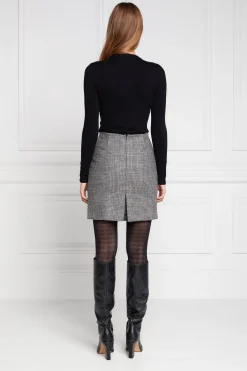 Buttoned Knit Crew Neck