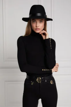 Buttoned Knit Roll Neck