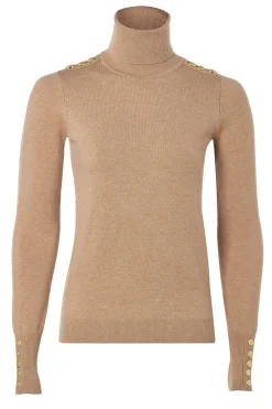Buttoned Knit Roll Neck
