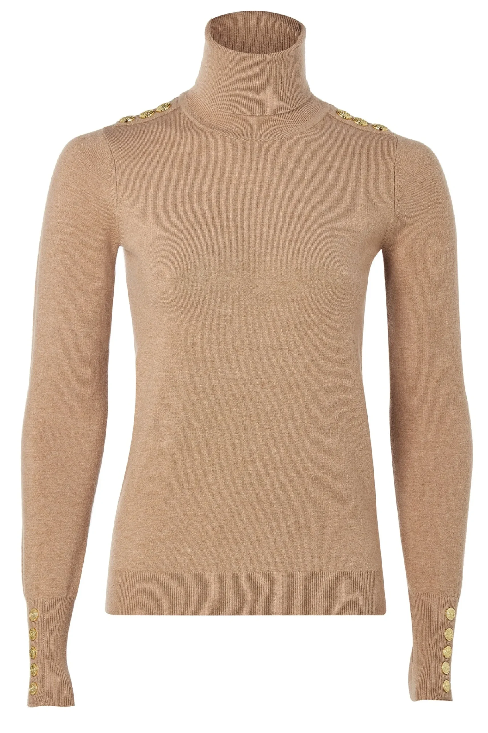 Buttoned Knit Roll Neck