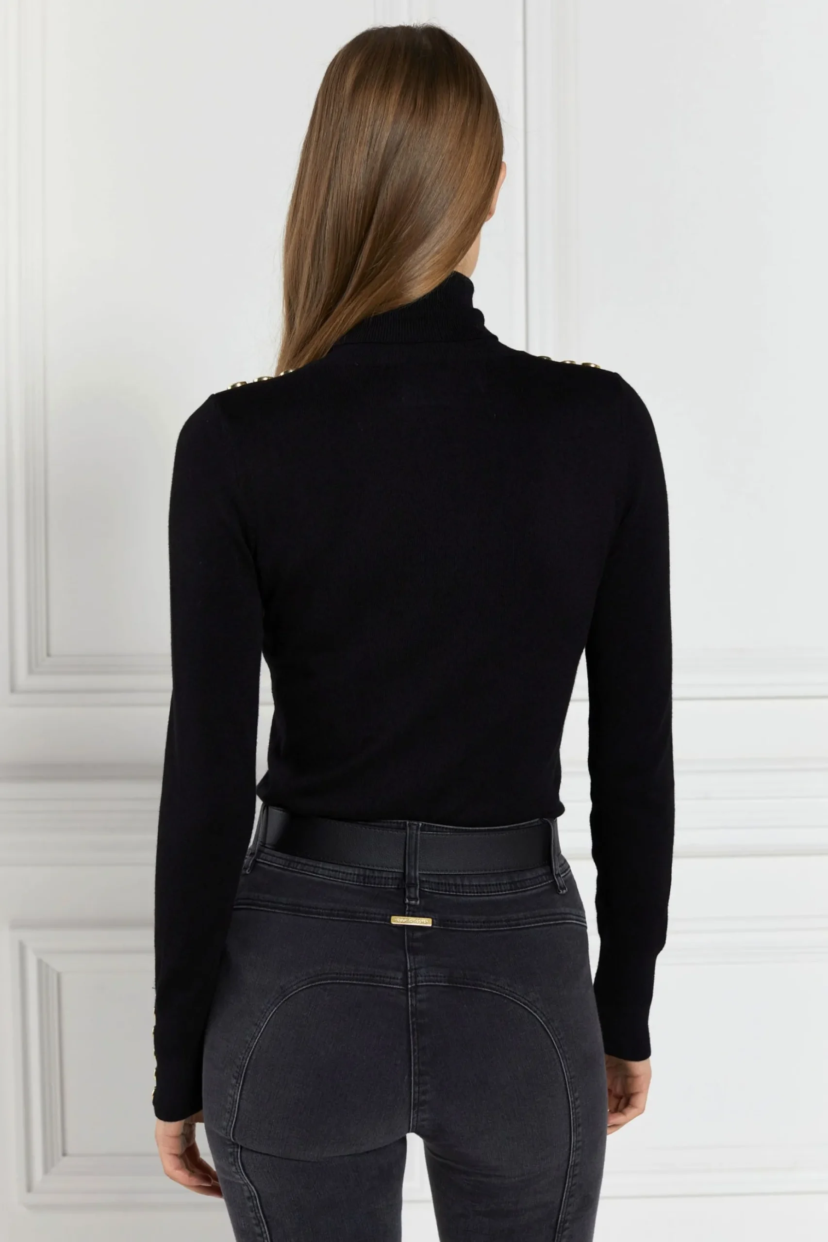 Buttoned Knit Roll Neck