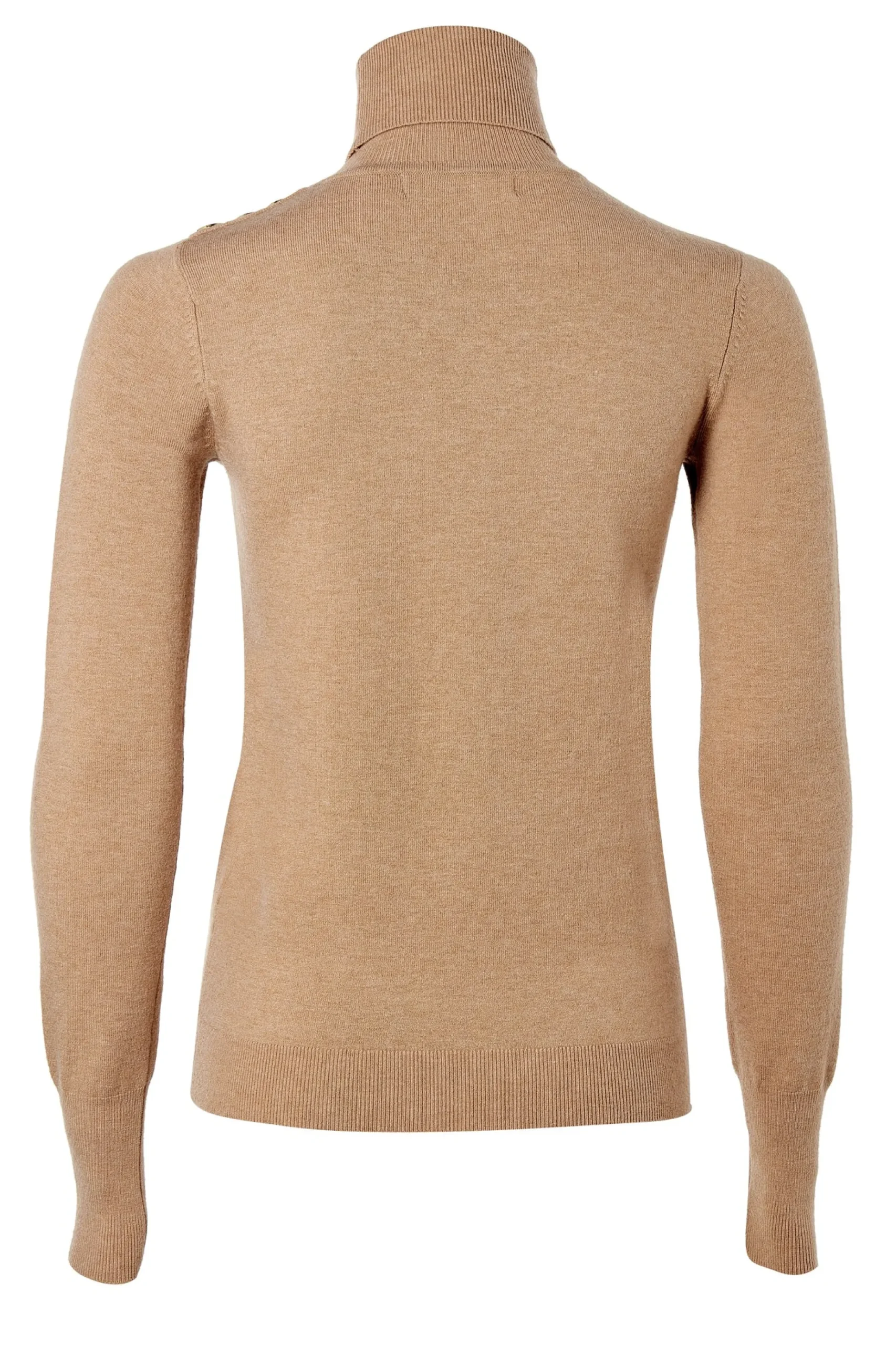 Buttoned Knit Roll Neck