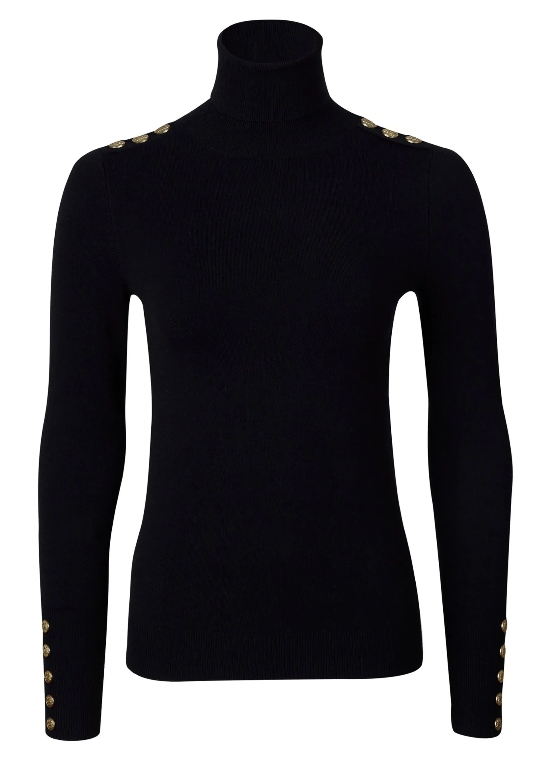Buttoned Knit Roll Neck