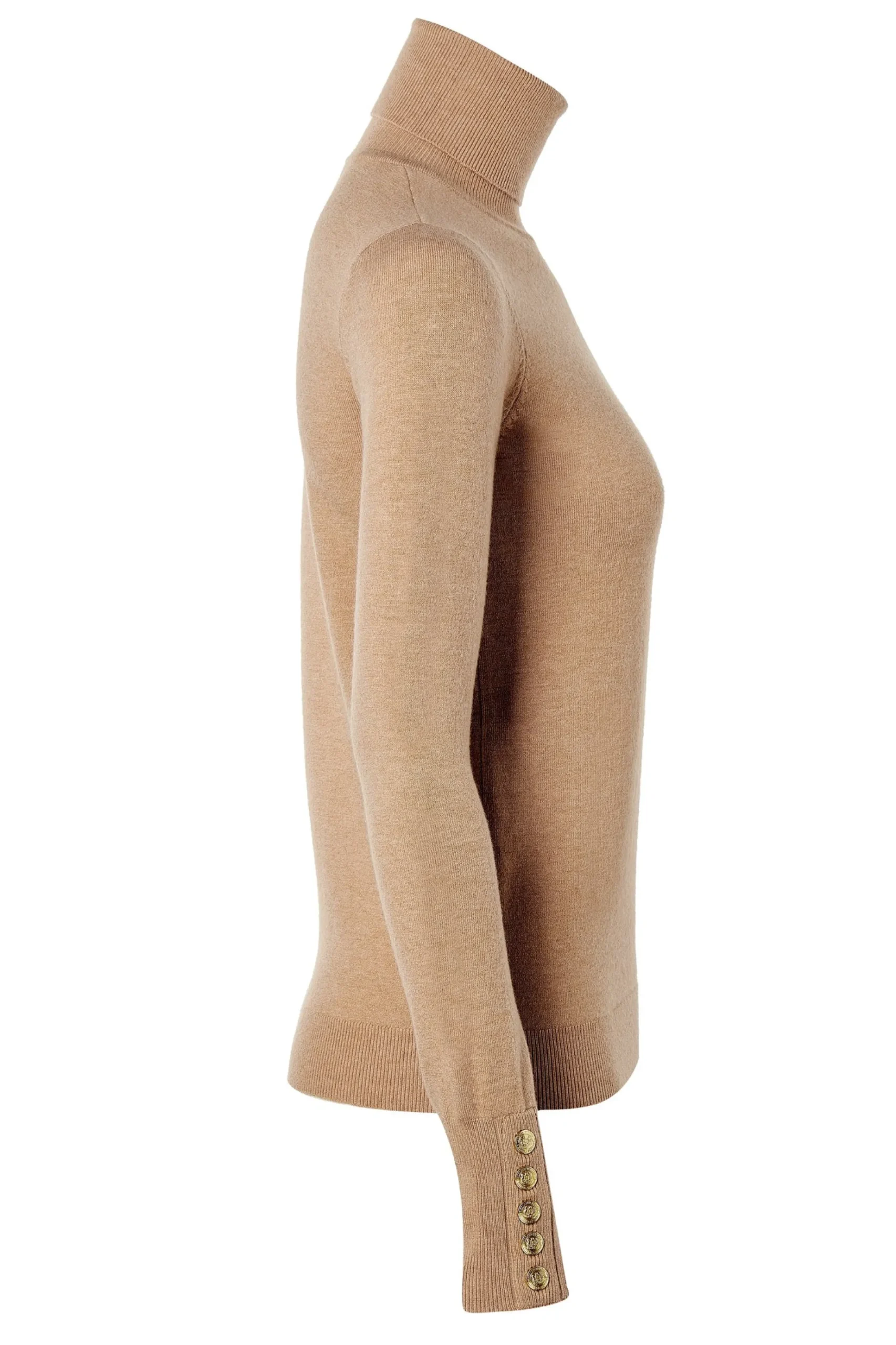 Buttoned Knit Roll Neck