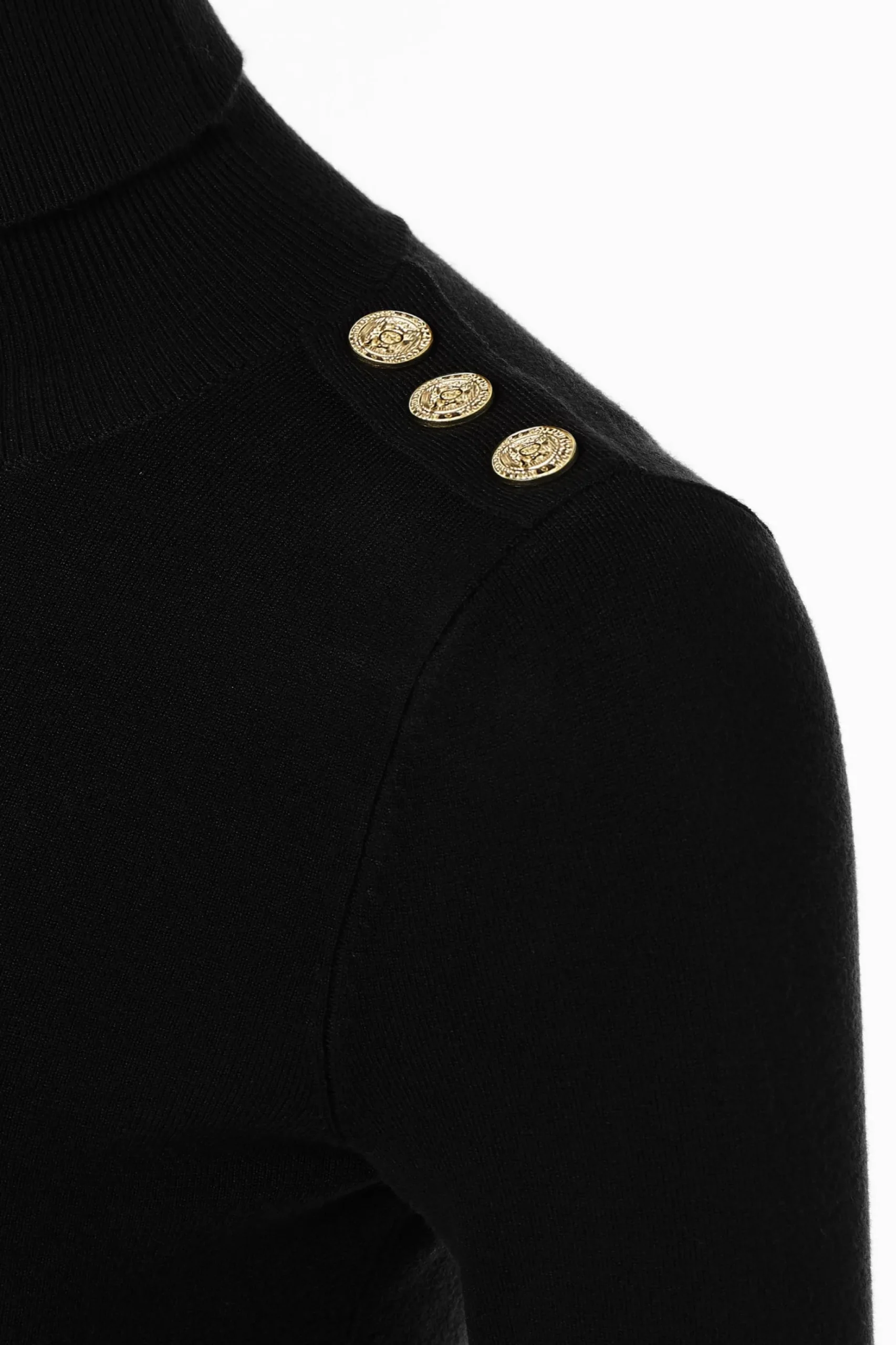 Buttoned Knit Roll Neck