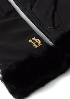 Cashmere Lined Faux Trim Leather Gloves