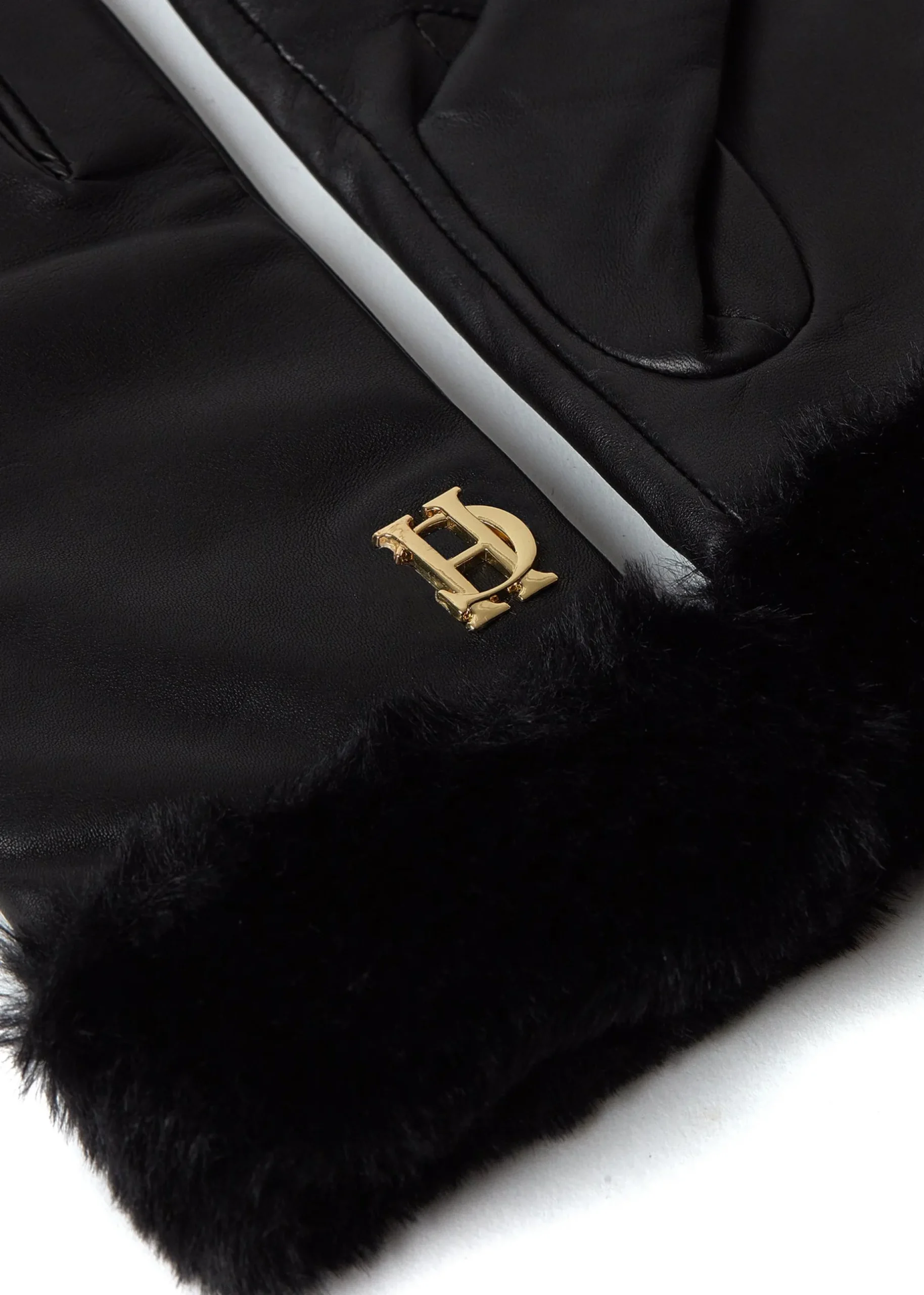 Cashmere Lined Faux Trim Leather Gloves