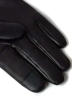 Cashmere Lined Faux Trim Leather Gloves