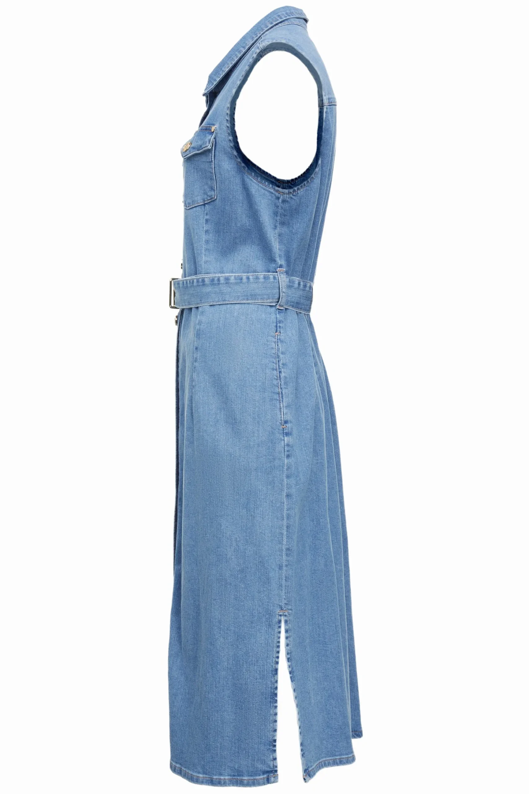 Denim Sleeveless Shirt Dress
