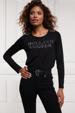 Diamante Long Sleeve Crew Neck Tee