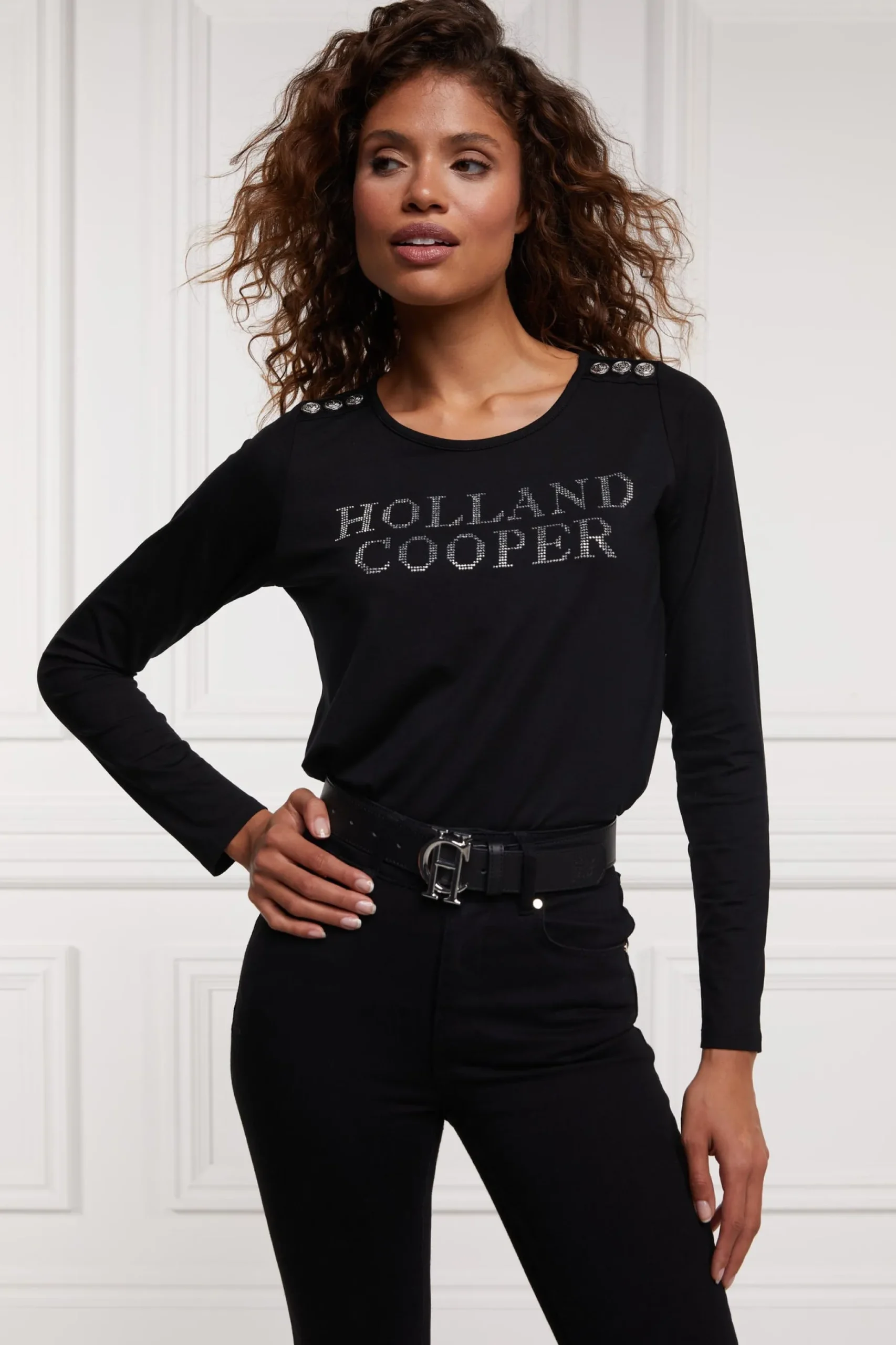 Diamante Long Sleeve Crew Neck Tee