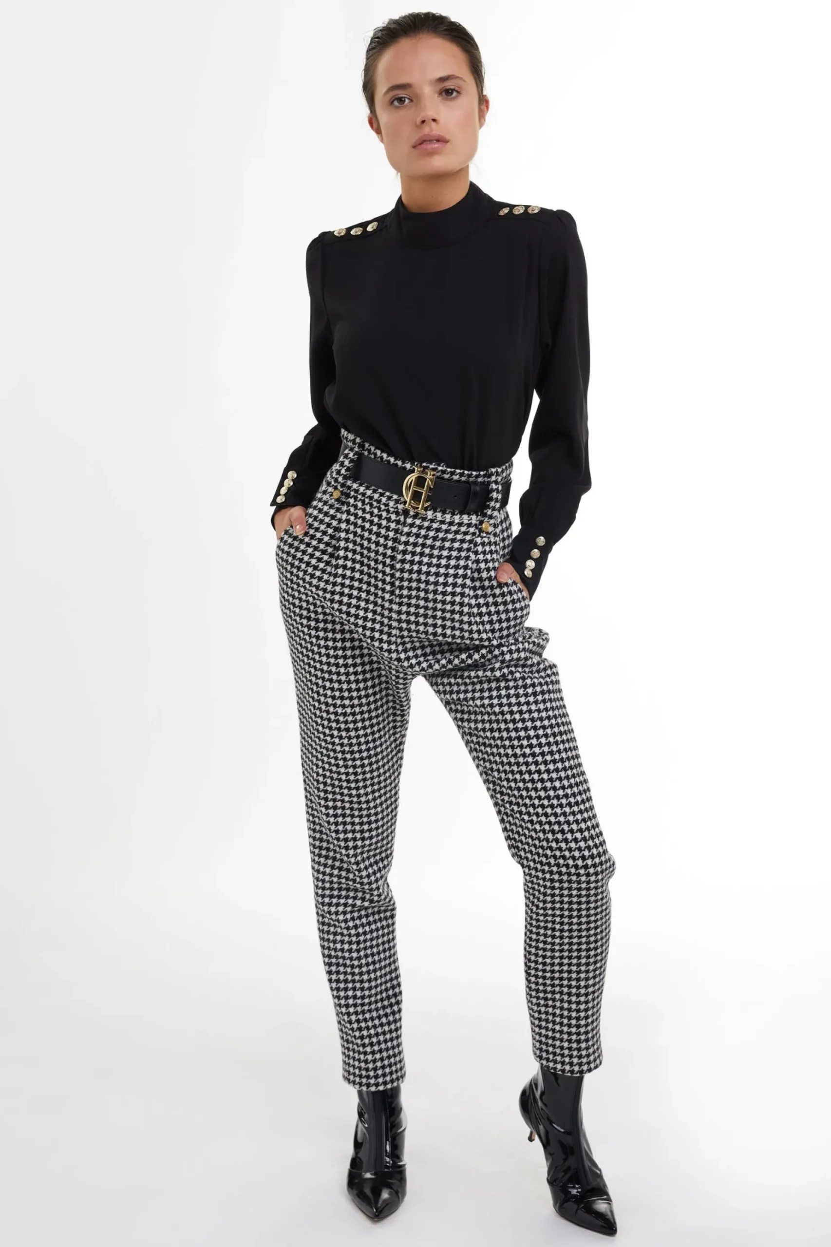 High Waisted Peg Trouser