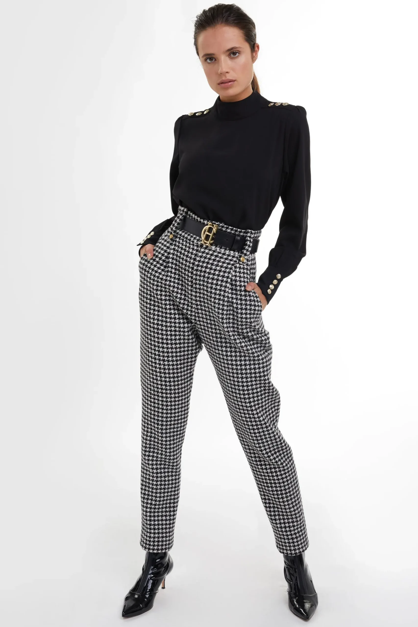 High Waisted Peg Trouser