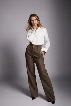 High Waisted Straight Trouser