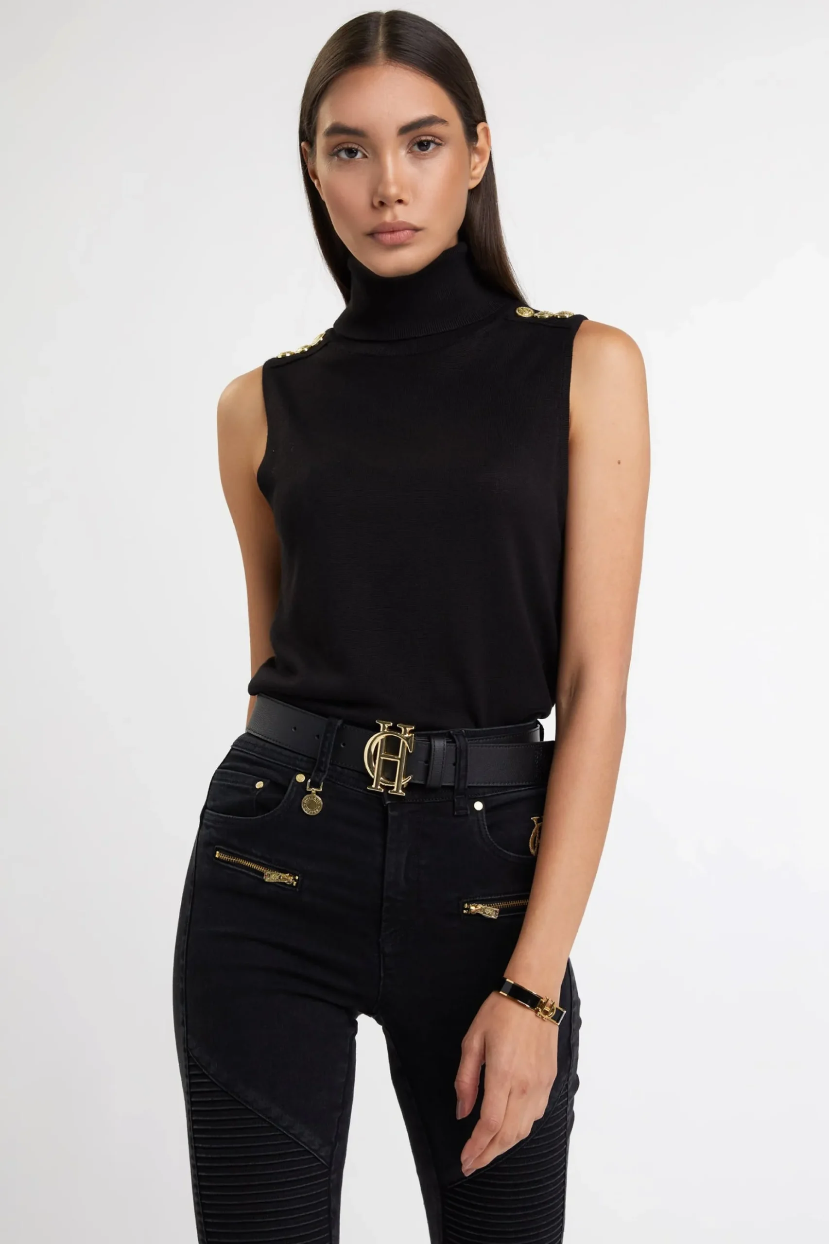 Luxury Sleeveless Roll Neck