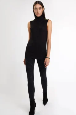 Luxury Sleeveless Roll Neck