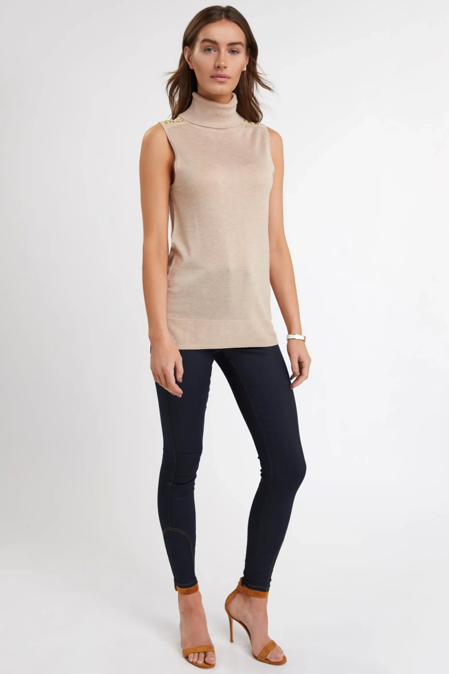 Luxury Sleeveless Roll Neck