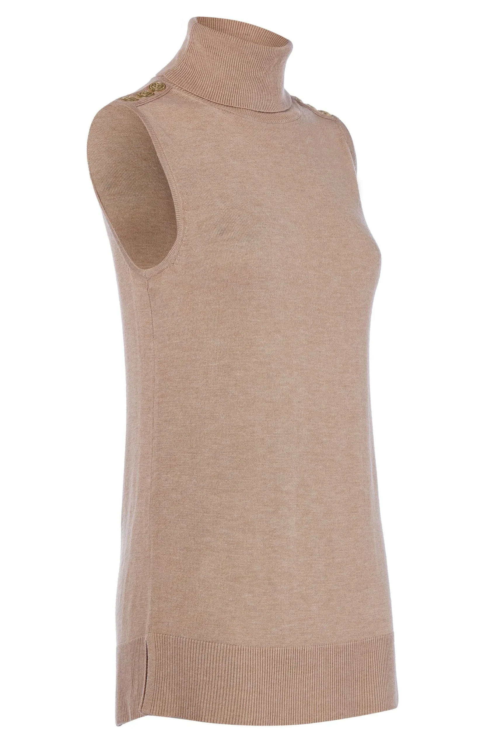 Luxury Sleeveless Roll Neck