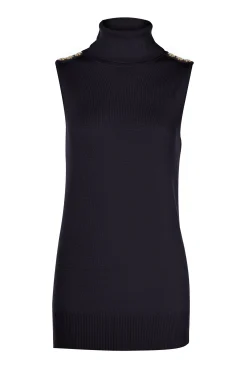 Luxury Sleeveless Roll Neck
