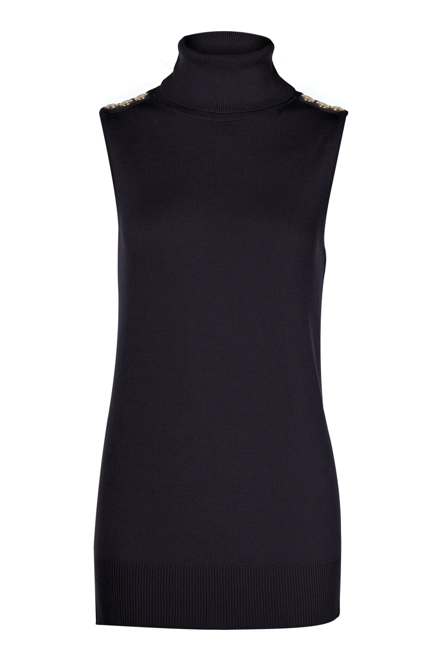 Luxury Sleeveless Roll Neck