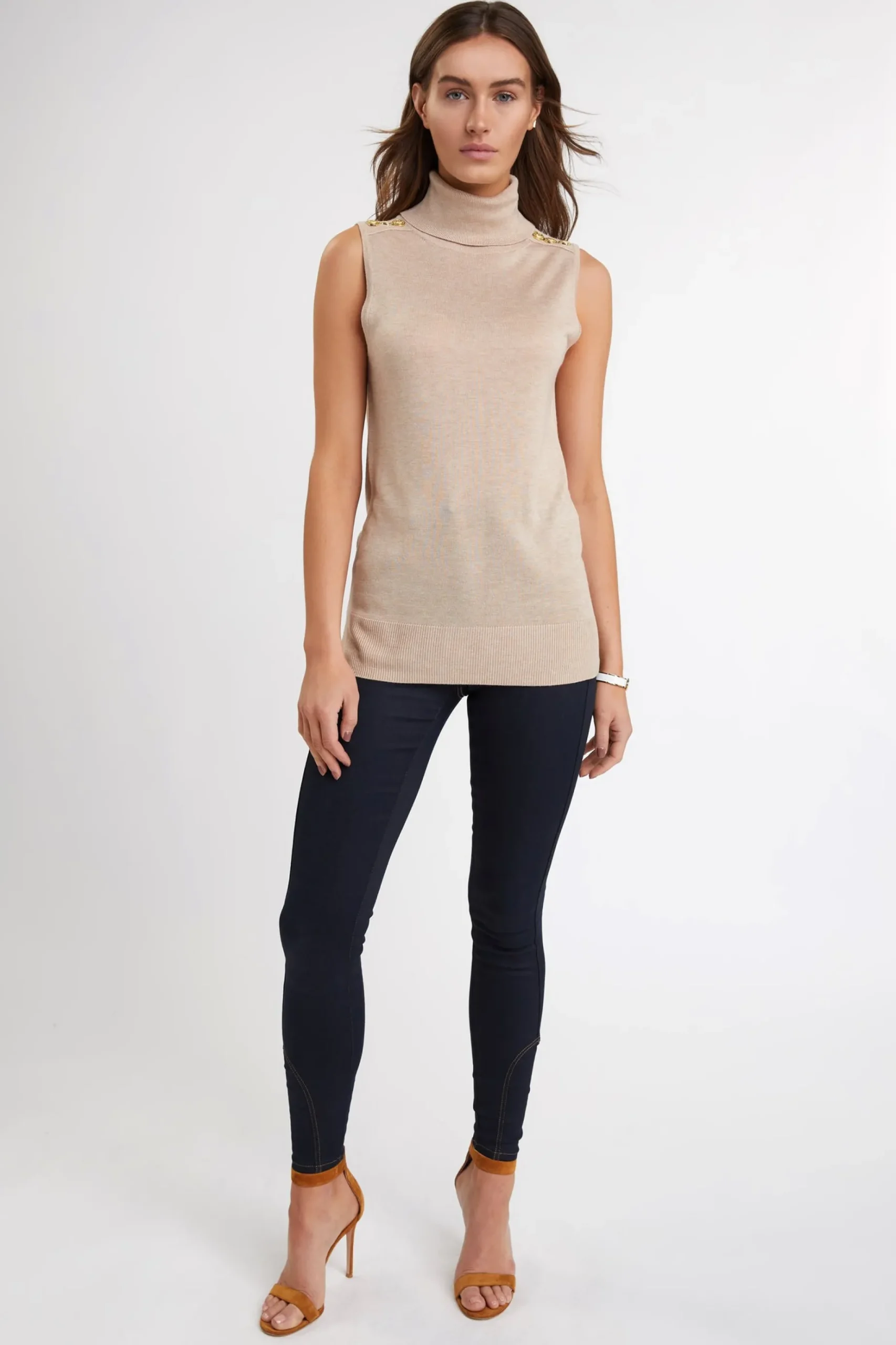 Luxury Sleeveless Roll Neck